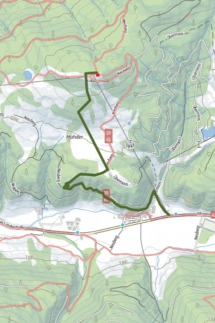 Sixpack (1,349 m) © Leaflet | Outdooractive Topographic hiking map with marked trail near Übermoos